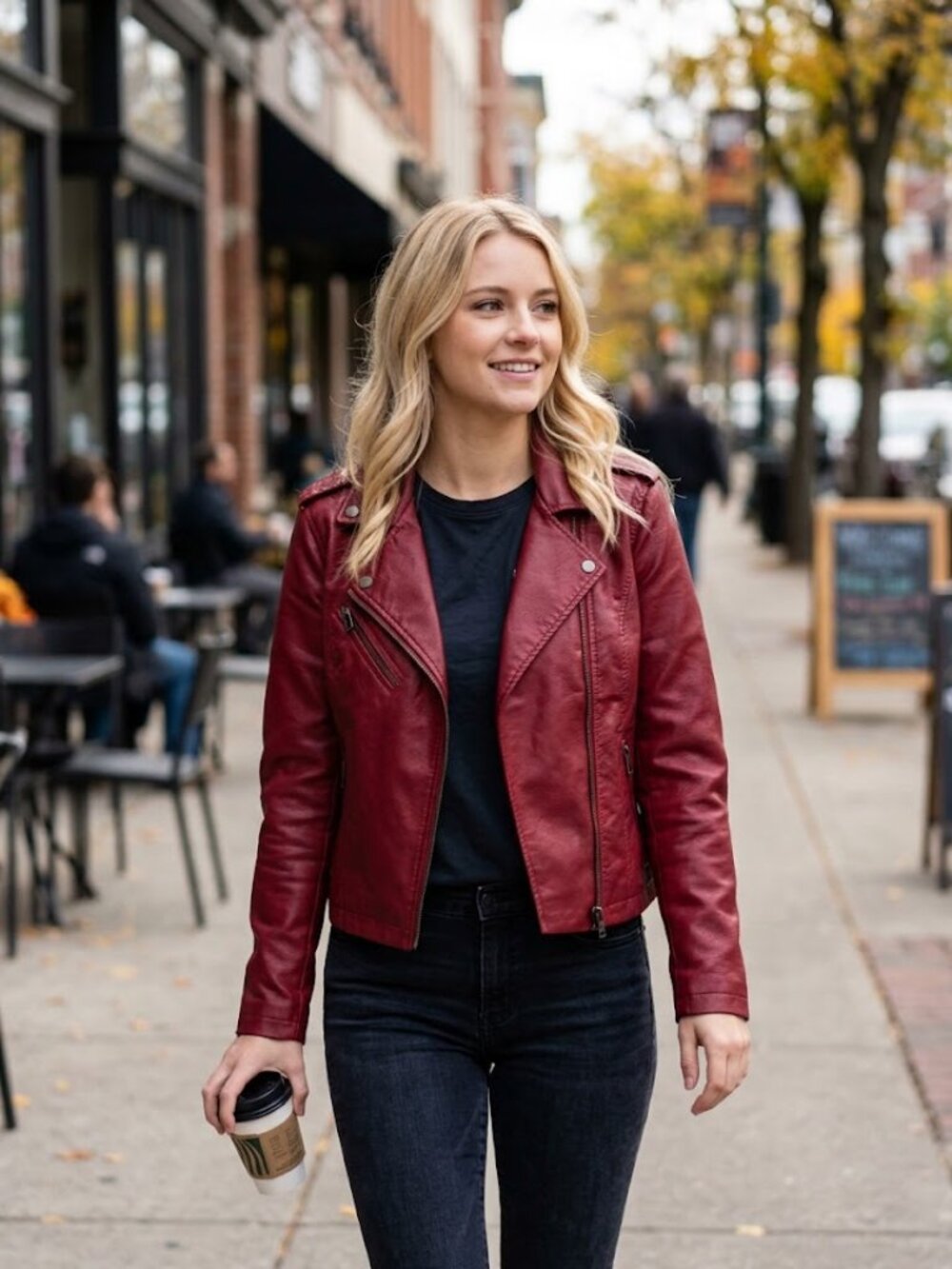 NWT Levi's Deep Cherry Red Women's Faux Leather Moto Jacket Size XS Emma Swan